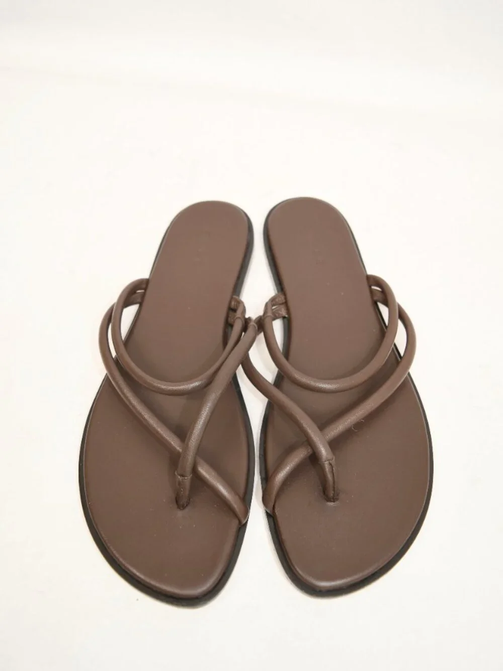 $300 VIINCE Elisa Leather Sandal GANACHE BROWN SIMPLE SLIDE LEATHER 9.5  (A6)